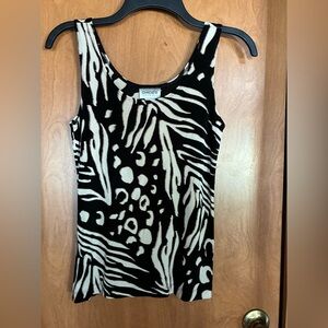 Chico's Black & Cream Animal-Print Tank Size 0 Stretchy Comfy